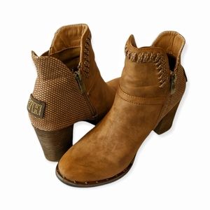 *SOLD* VINTAGE HAVANA Amalia Tan Heeled Zip Up Ankle Booties